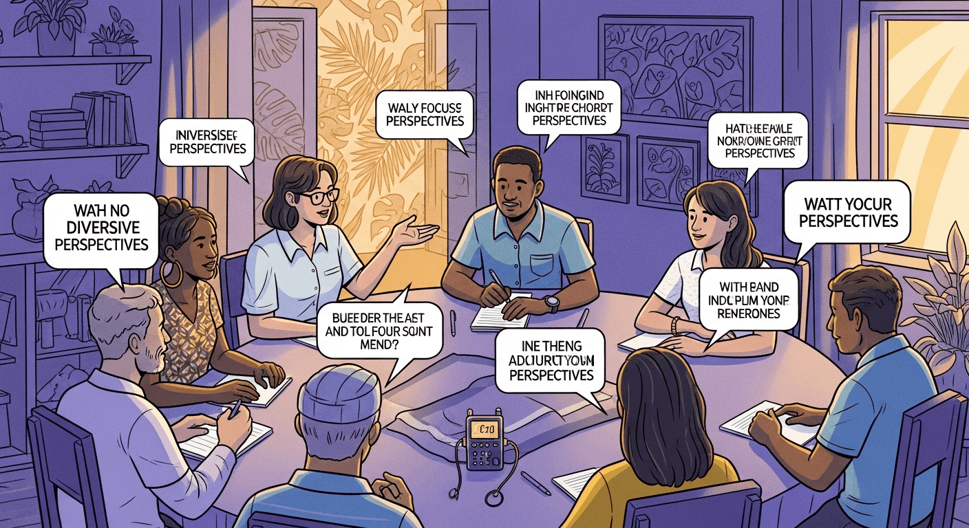 Qualitative research in the Caribbean showing a focus group session in a community setting