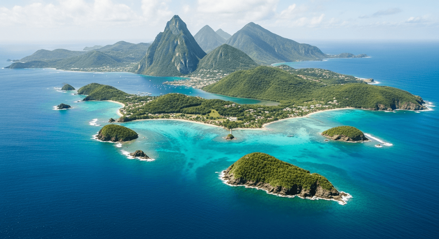 Eastern Caribbean islands aerial view covering the OECS region for market research