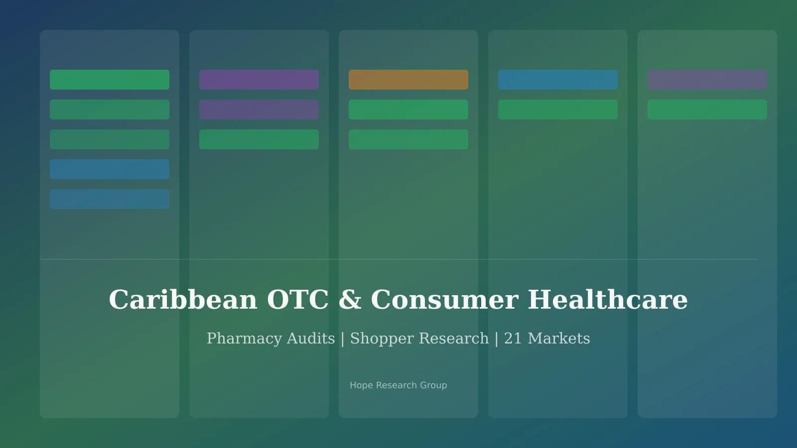 Pharmacy aisle in a Caribbean retail setting displaying over-the-counter consumer healthcare products including pain relief, cold and flu remedies, and vitamins