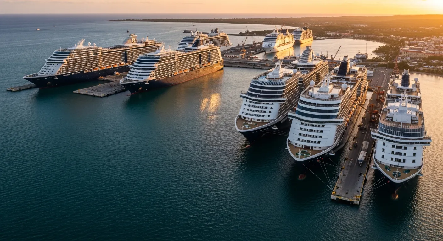 Historical cruise market share visualization showing fleet growth from 2016 to 2025